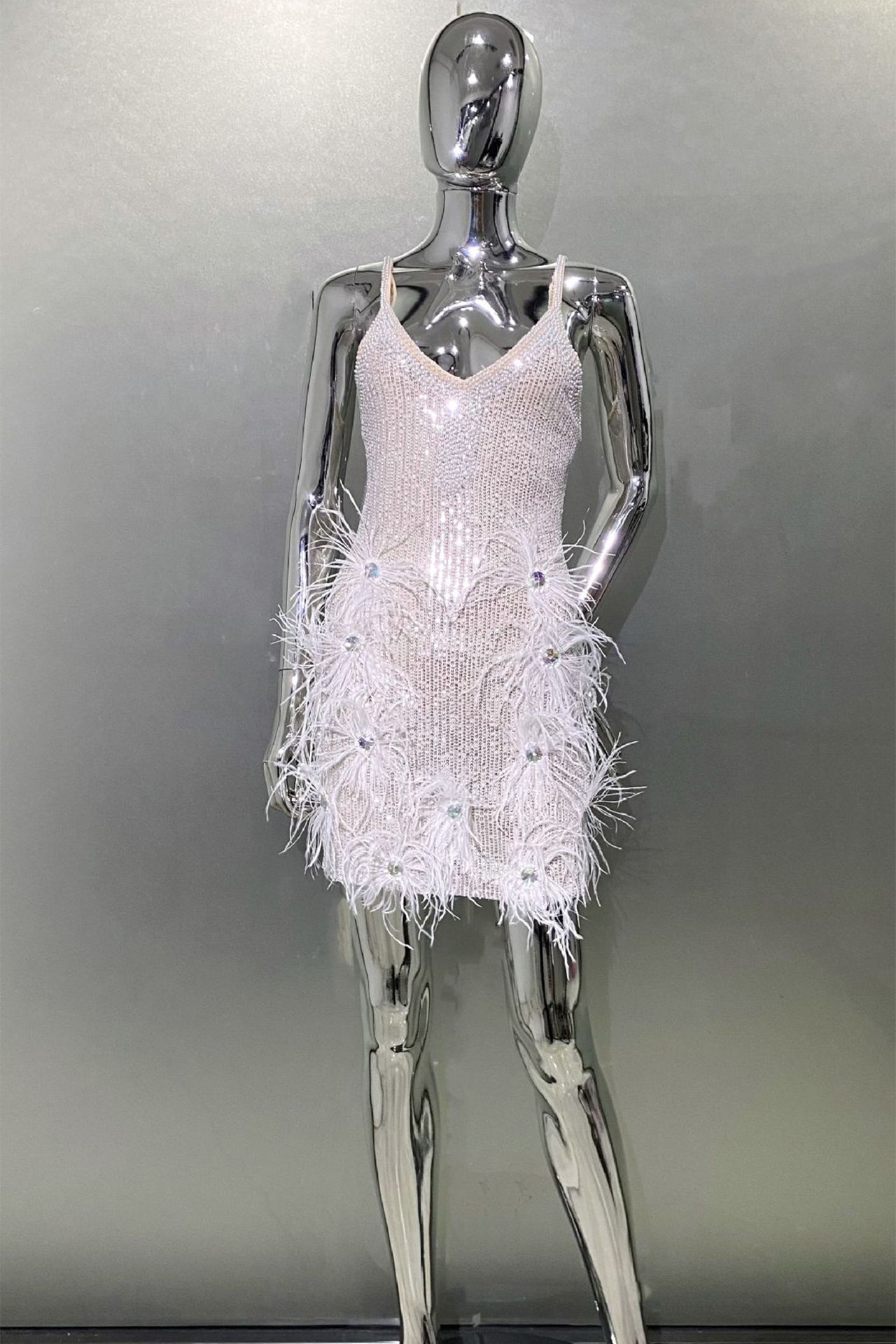 Esme Strap Feather Mini Dress