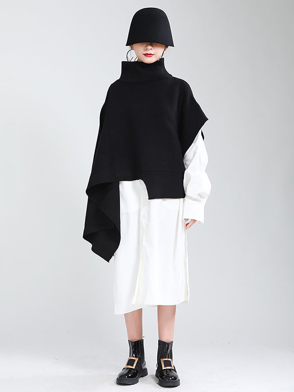 Original Solid High-Neck Irregularity Sweater