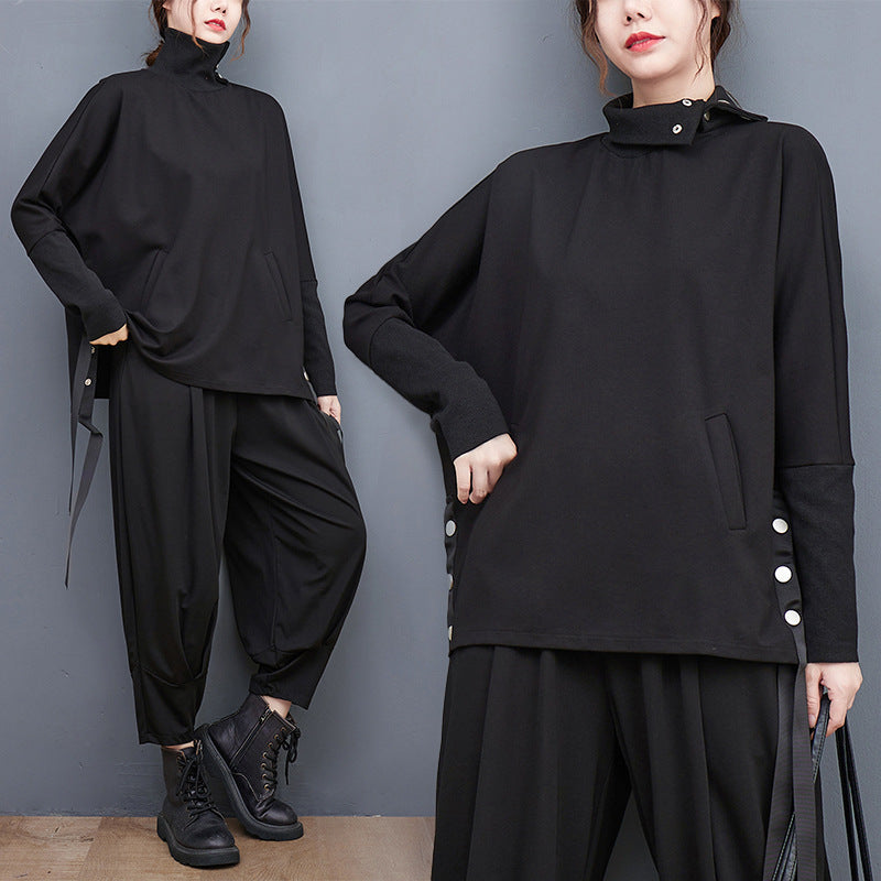 Personalized Solid Color Stand Collar Sweater