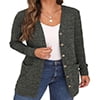 Open Front Black Cardigan for Women Button Down Long Sleeve Outerwear with Pocket