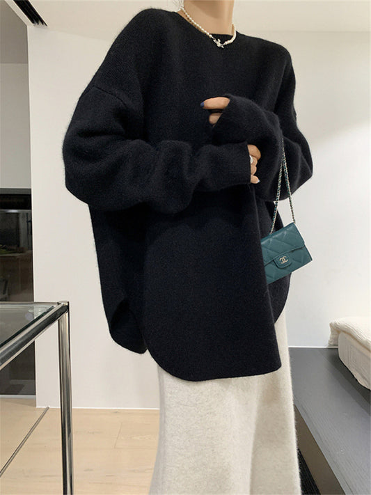 Casual Solid Color Knit Sweater