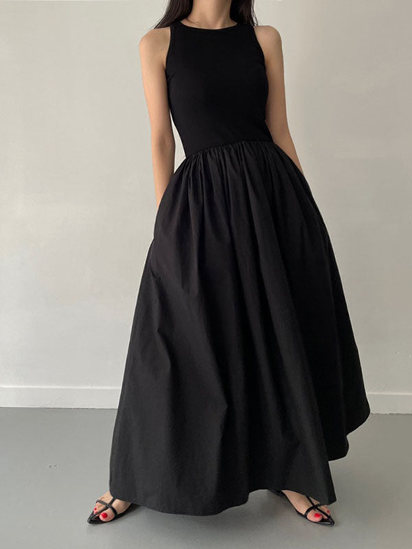 Solid Patchwork Swing Tank Maxi Dress