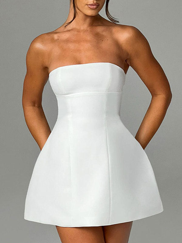 Basic Zipper Back Tube Mini Dress