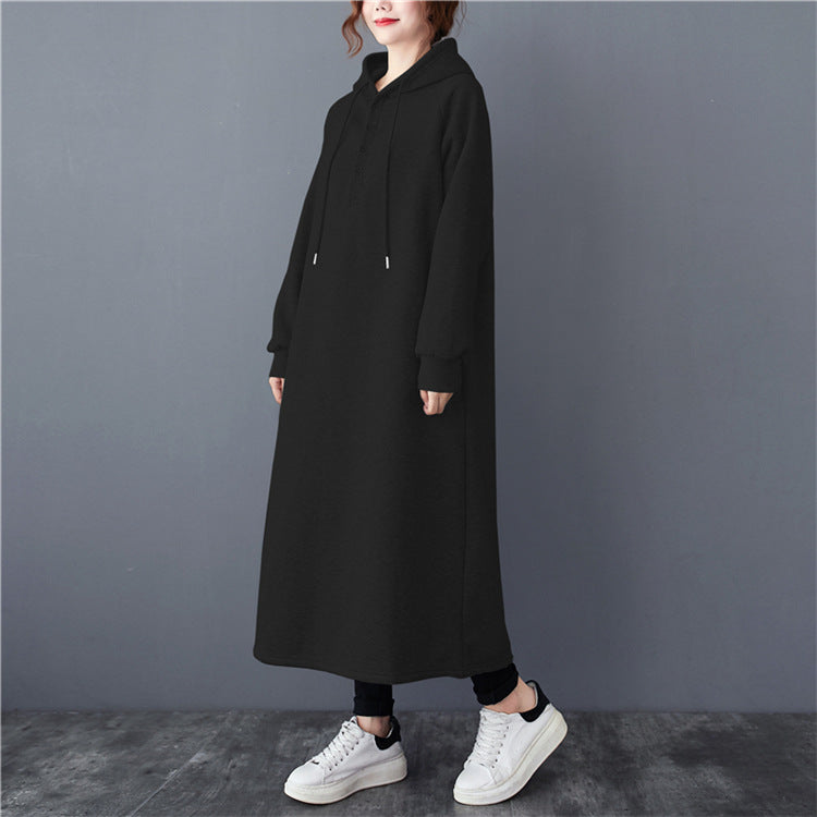 Casual Thickened Hooded Sweatshirt Dress