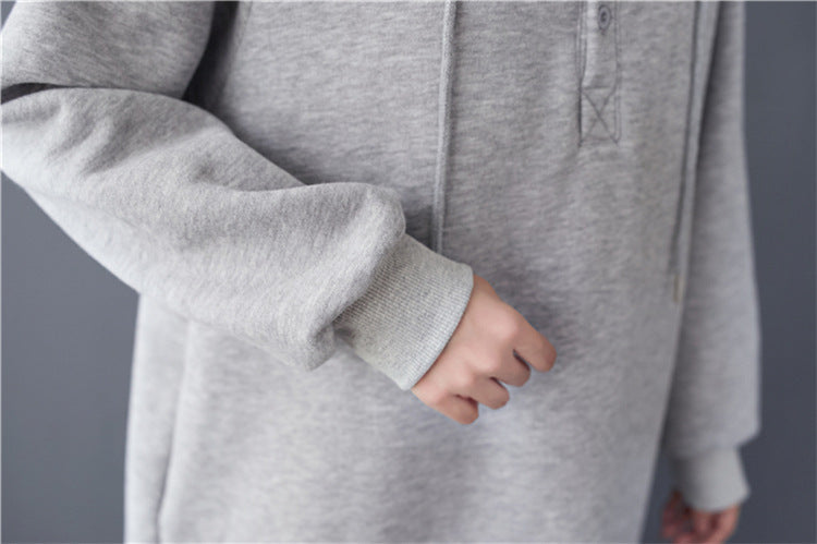 Casual Thickened Hooded Sweatshirt Dress