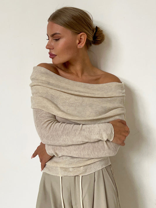 Simple Wool Knit Long Sleeve Blouse