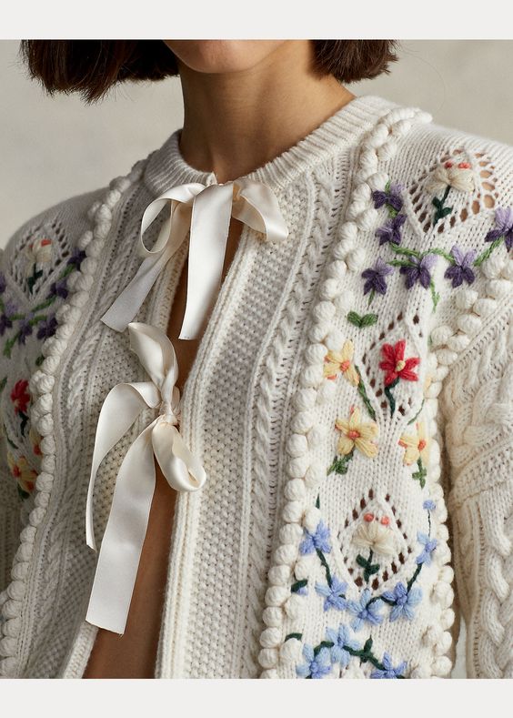 Floral Knit Cardigan Sweater