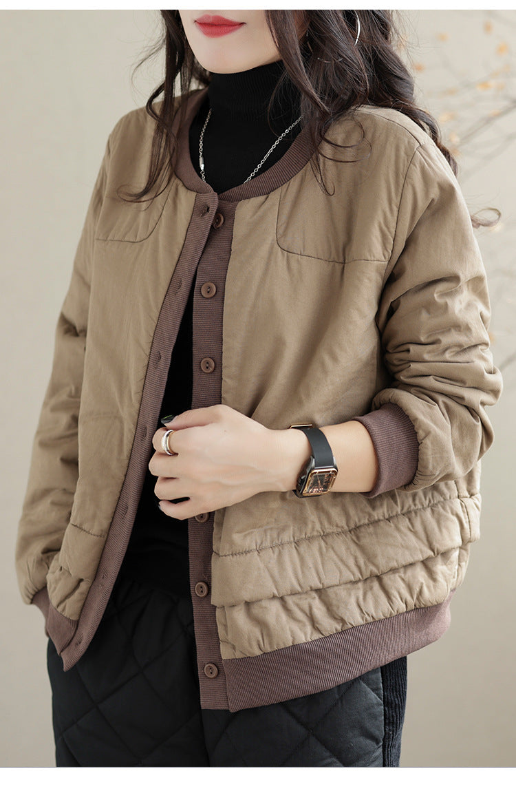 Classic Color Blocking Round Neck Jacket