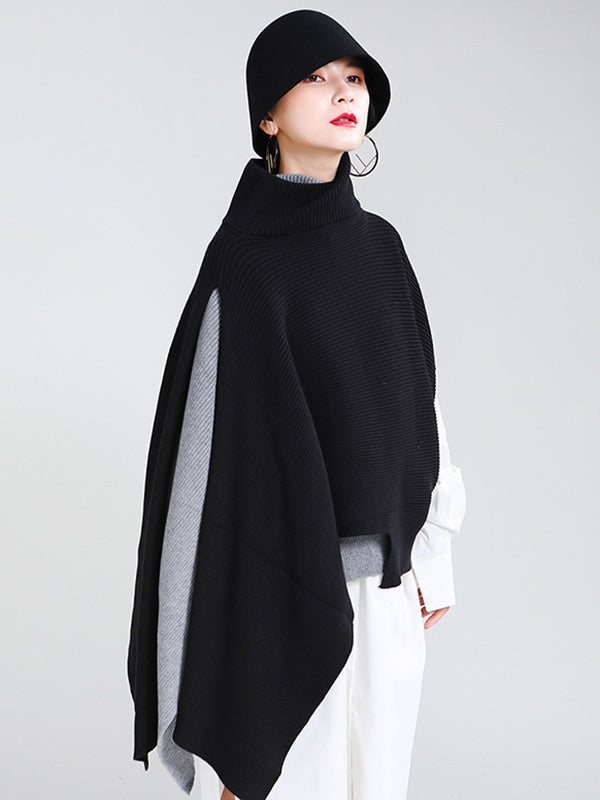 Original Solid High-Neck Irregularity Sweater