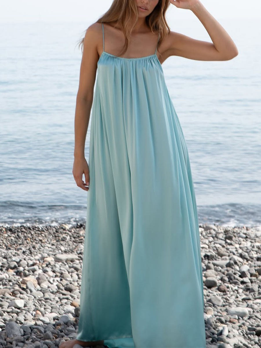 Beach vacation backless suspender dress