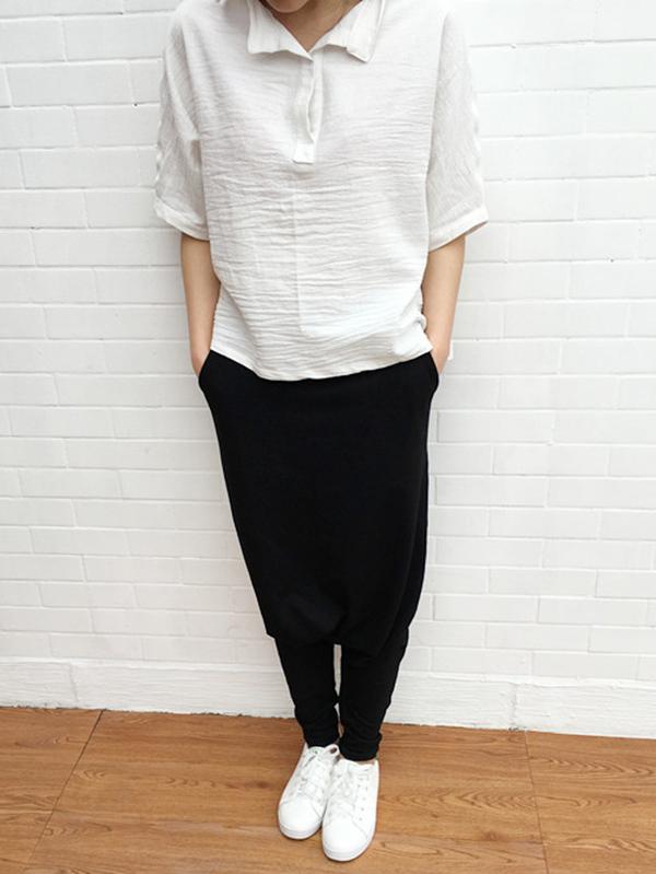 Solid Color Loose Harem Pants