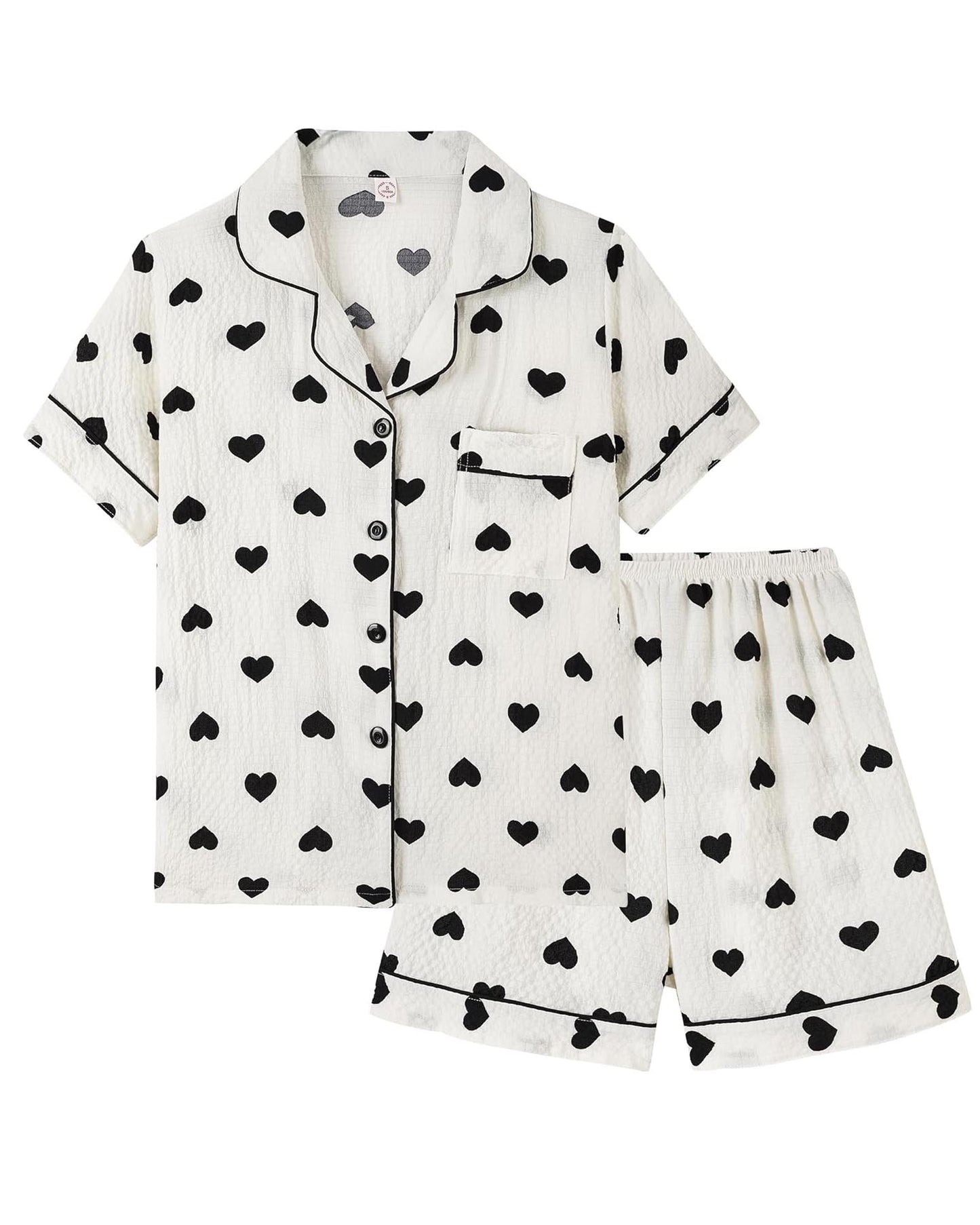 2025 Women's Button-Down Printed Pajamas Short Sleeve Shorts 2-Piece Set (Buy 2 Free Shipping)