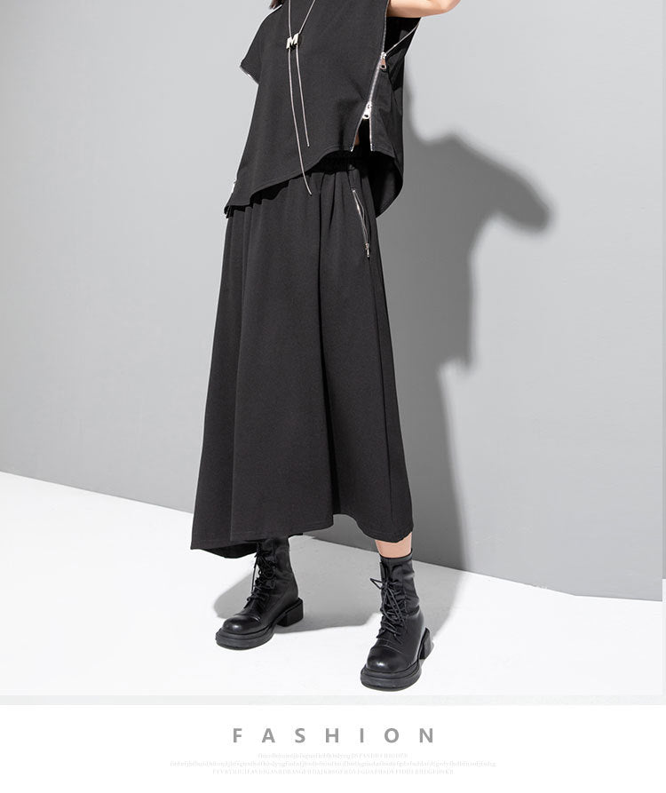 Dark Style Sleeveless Zipper T-shirt