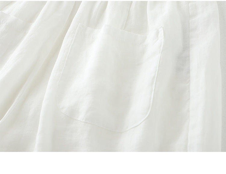 Summer thin elastic waist cropped wide-leg pants