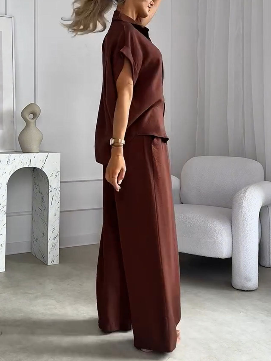 Casual shirt and trousers two-piece set