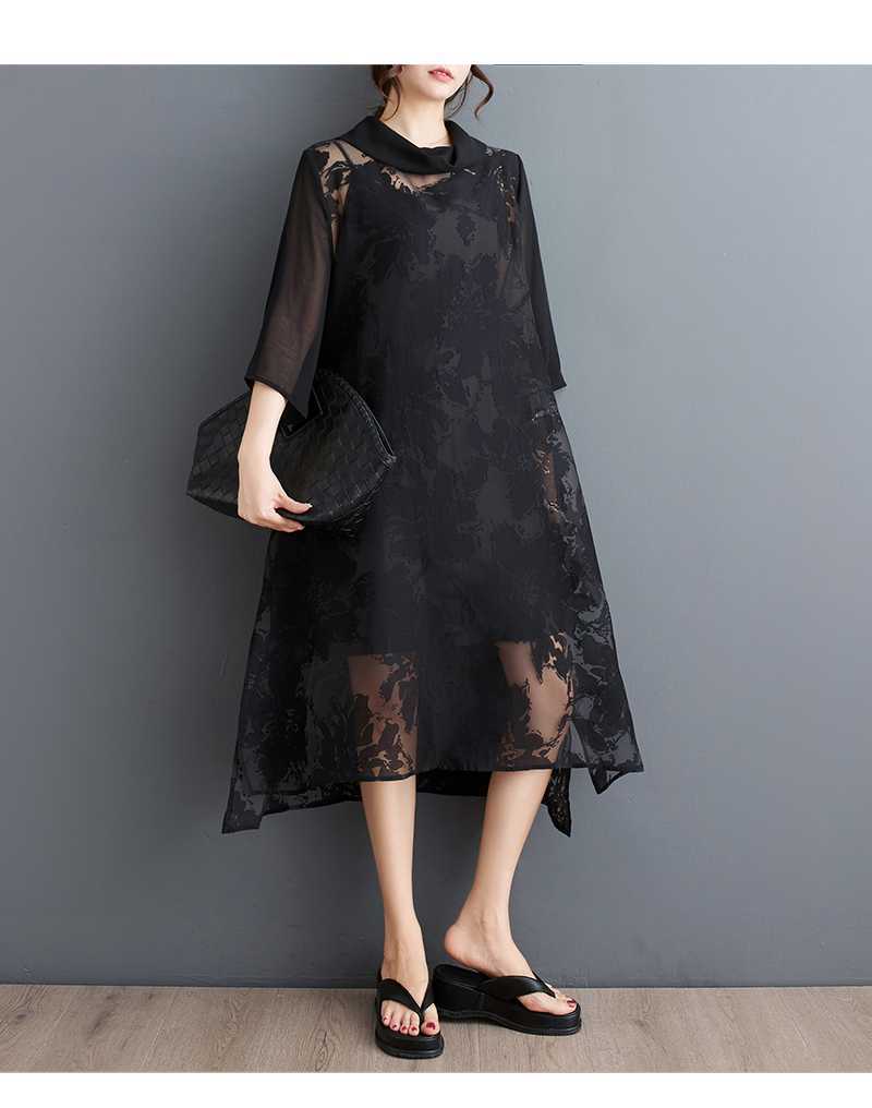 Vintage Jacquard Split Midi Dress