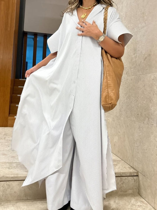 Striped loose two-piece set