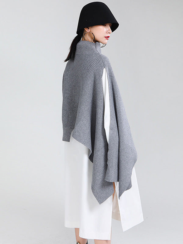 Original Solid High-Neck Irregularity Sweater