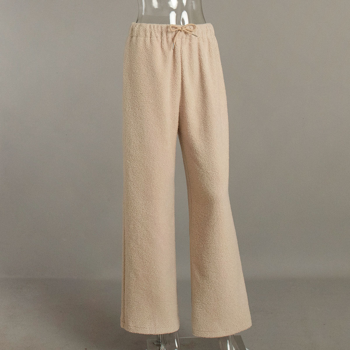 Lamb wool wide-leg trousers autumn and winter women's casual commute baggy straight trousers