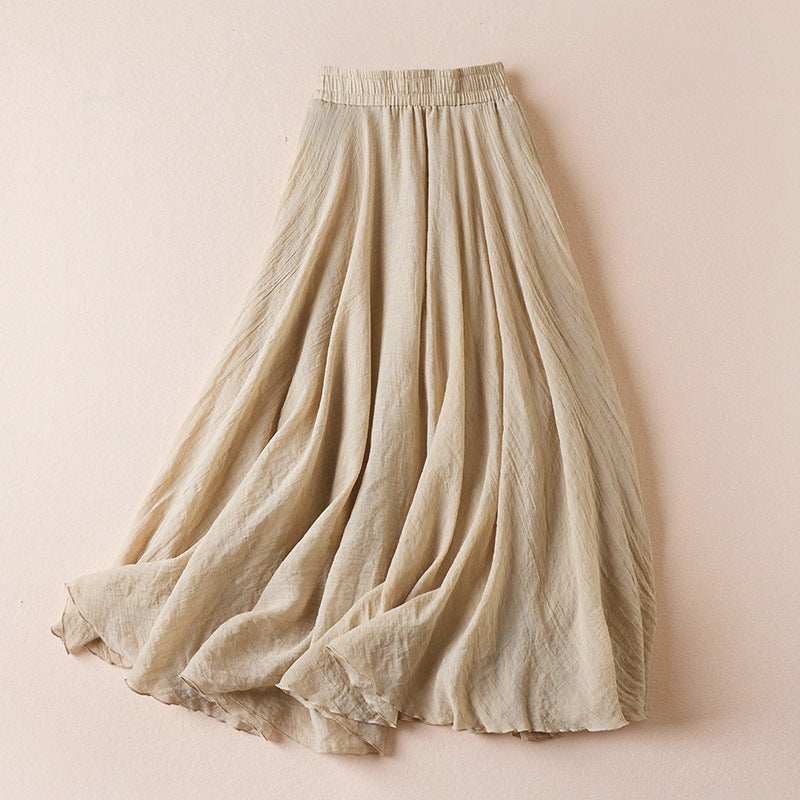 Women's Leisure Solid Color Cotton Long Skirt