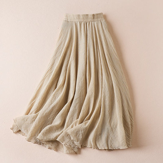 Women's Leisure Solid Color Cotton Long Skirt