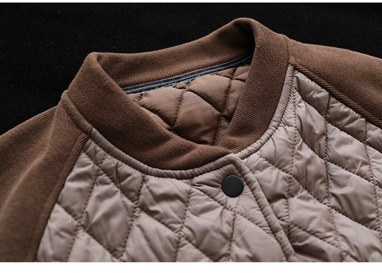 Literary Warm Splicing Round Neck Cotton Jacket