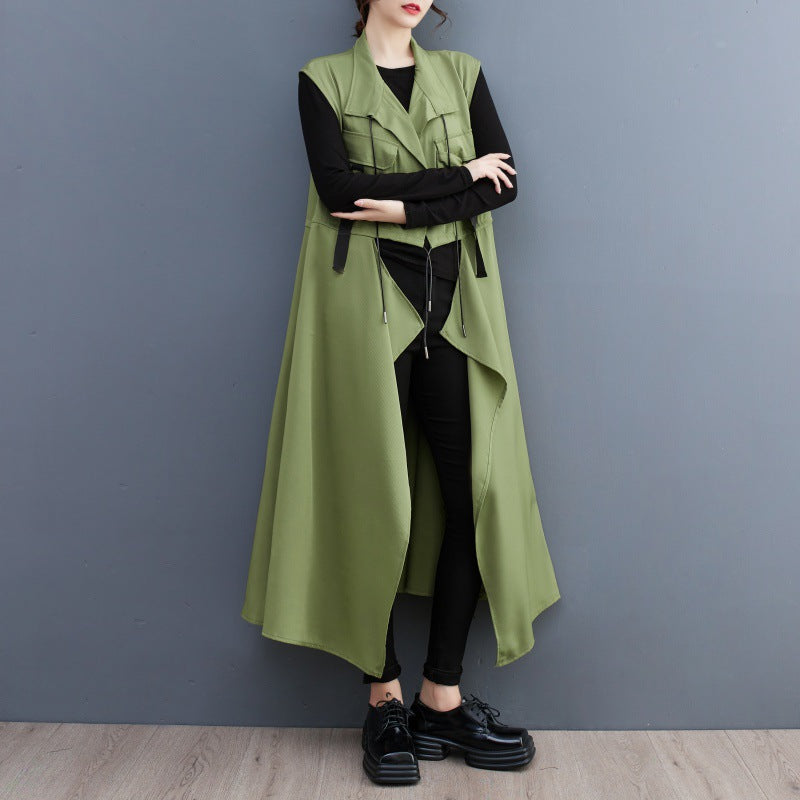 Loose Sleeveless Solid Color Spliced Vest Cardigan
