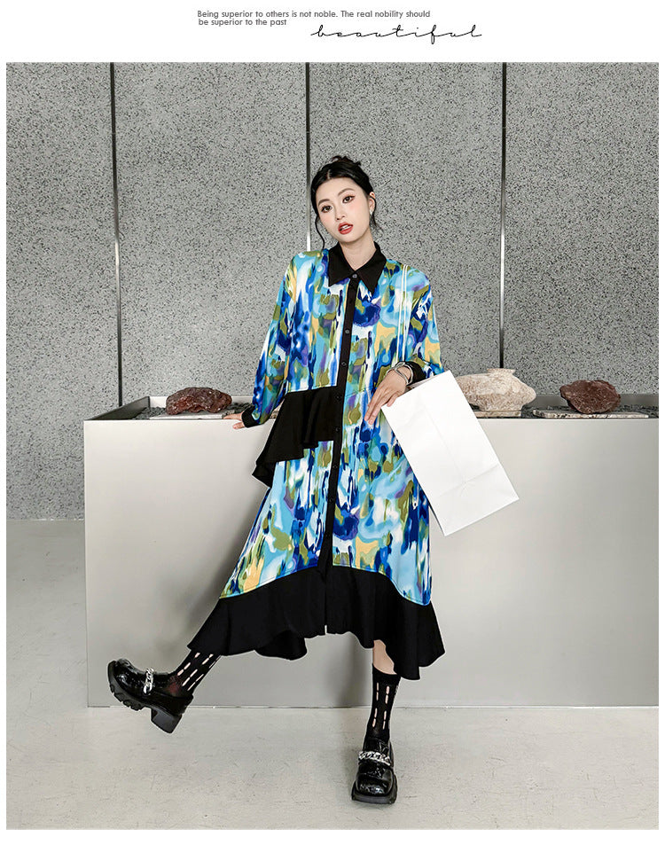 Personalized Printed Splicing Maxi Dress