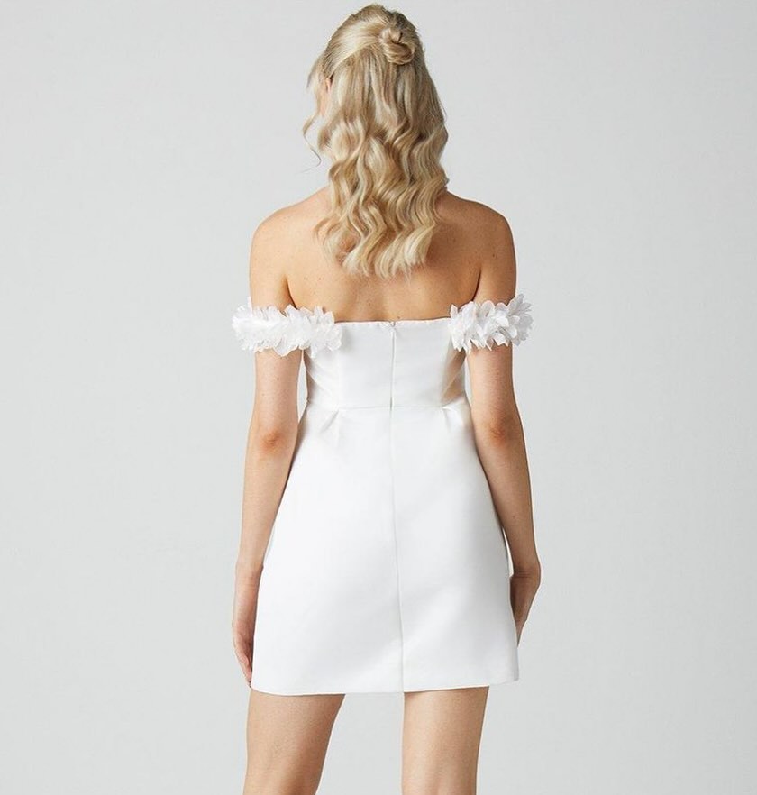 Women Sexy Bandage Mini White Dress