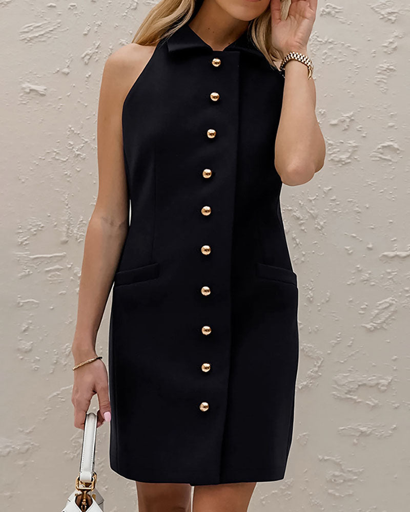 Versatile lapel slim pencil dress