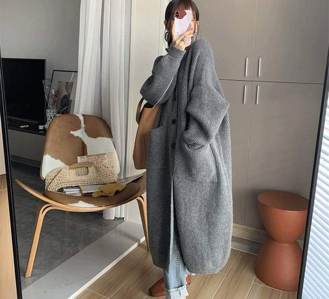 Versatile Loose Knit Long Sleeve Coat