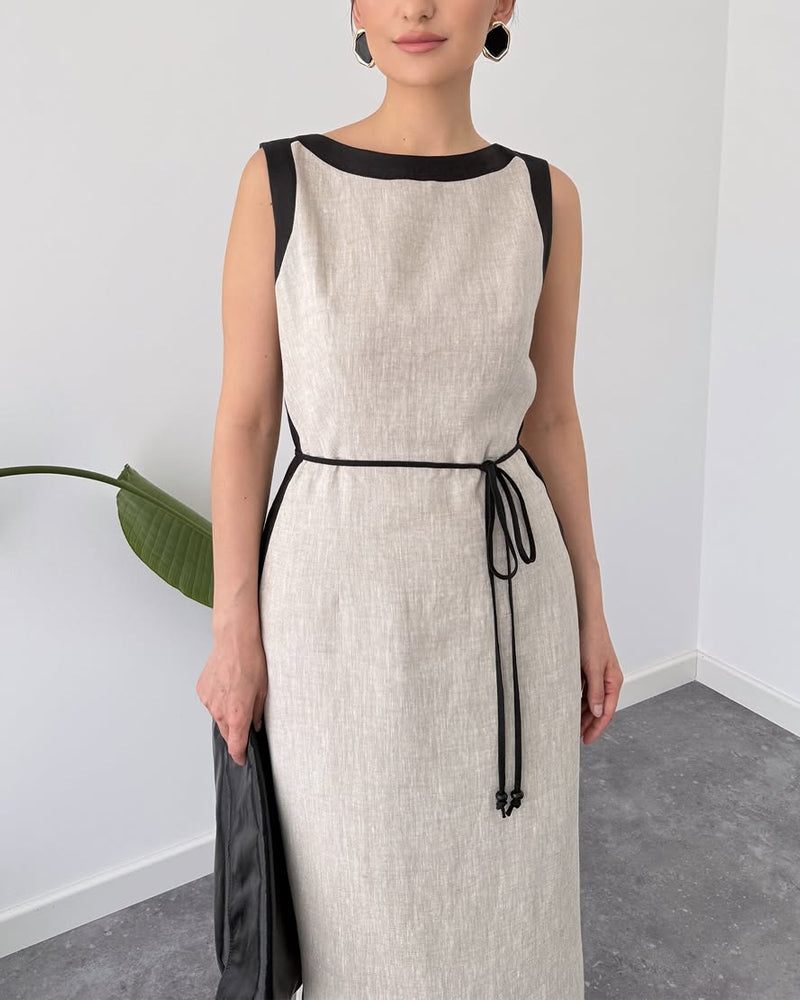 Casual Color Contrast Sleeveless Dress