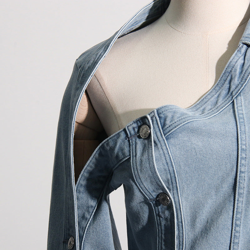Niche Design Denim Off-the-shoulder Jacket