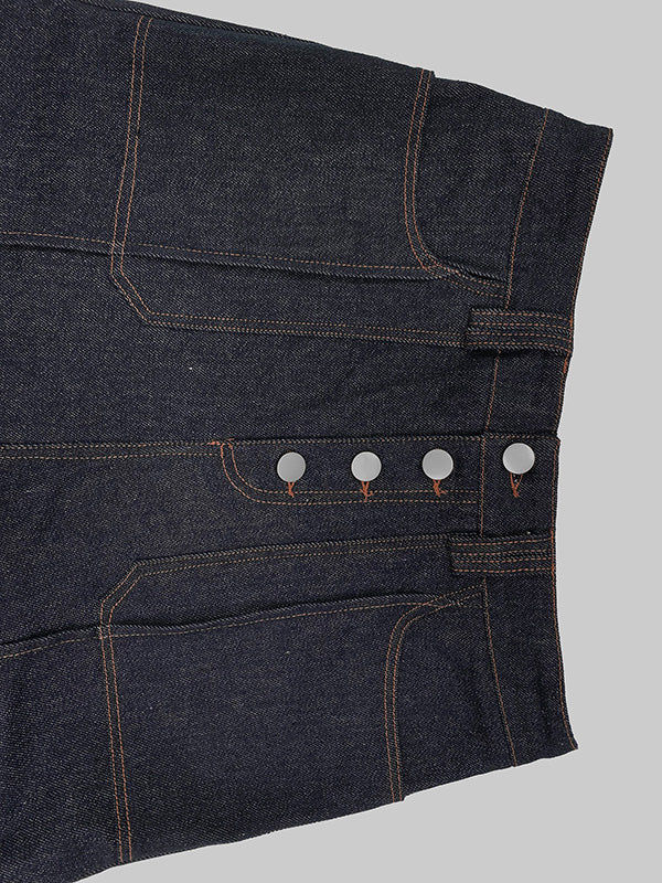 High Waisted Straight Leg Contrast Color Split-Joint Jean Pants Bottoms