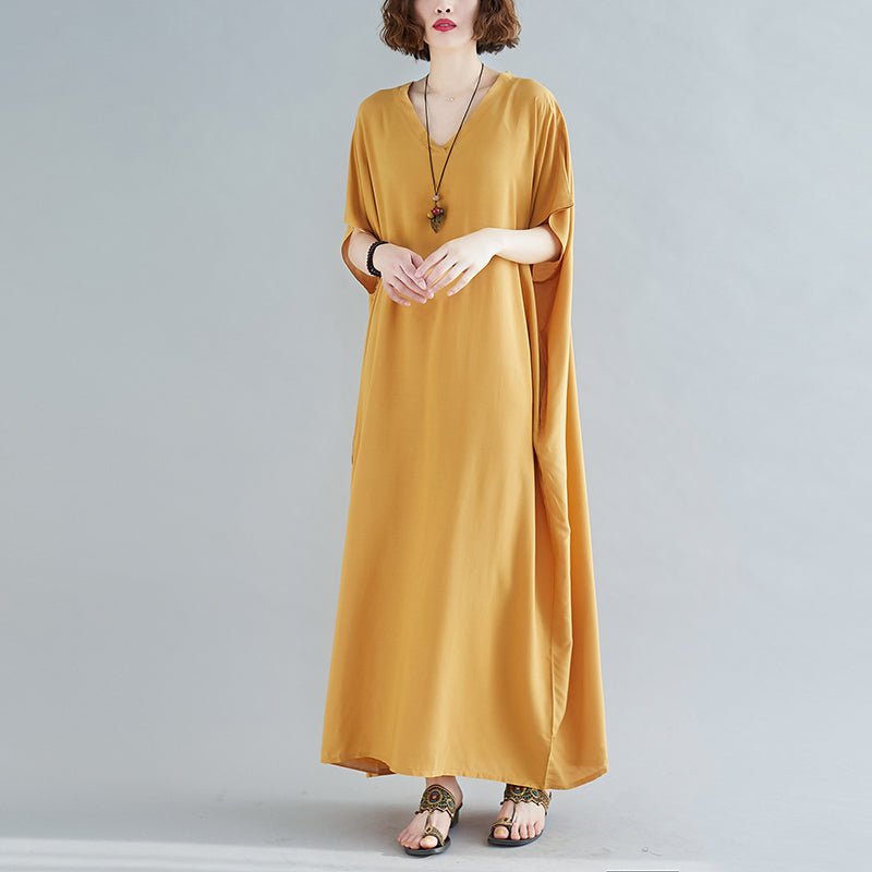 Loose Cotton Solid Color Maxi Dress
