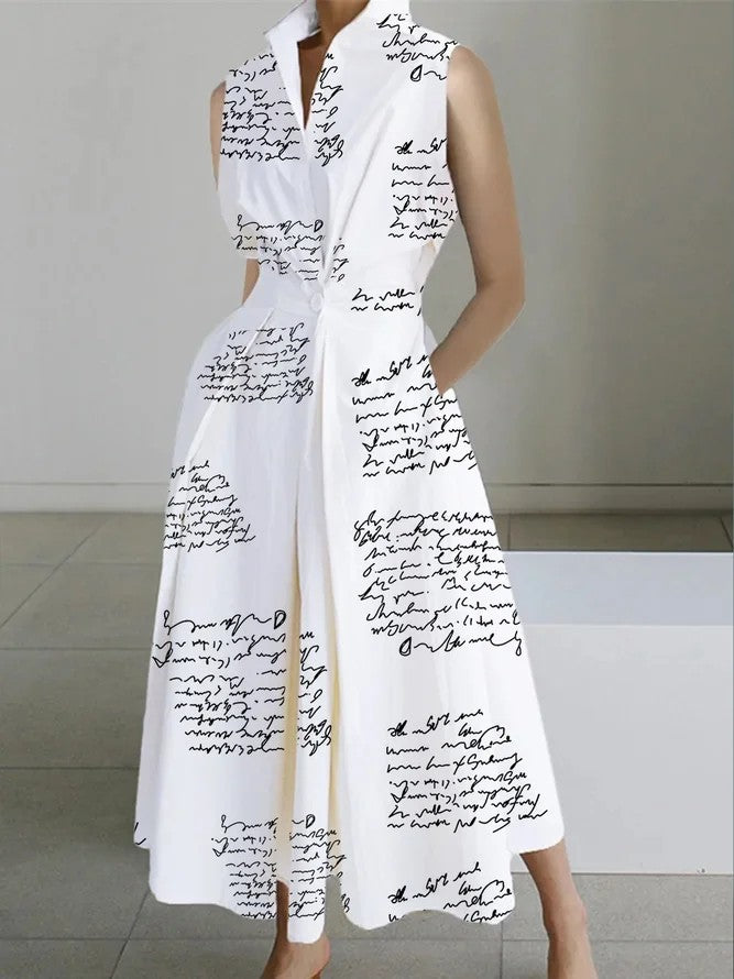 Casual Printed Sleeveless Midi Dress