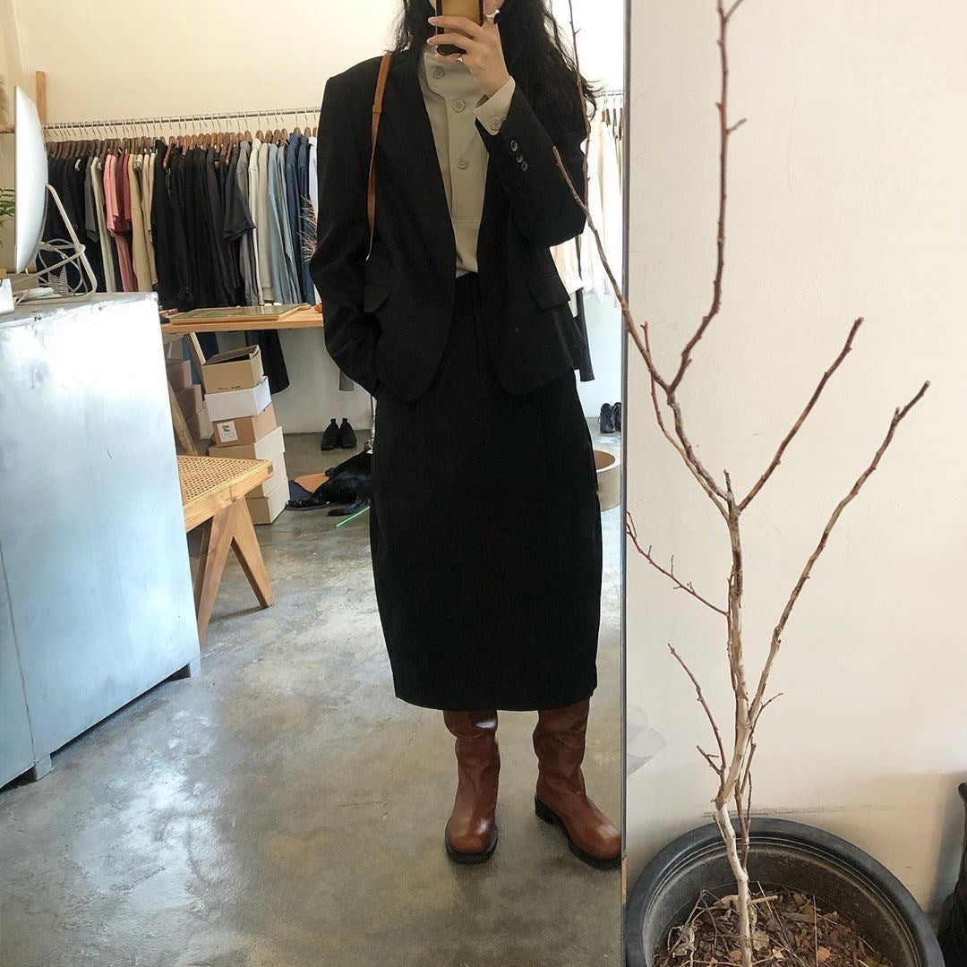 Niche Design Solid Color Stand Collar Long Sleeve Shirt