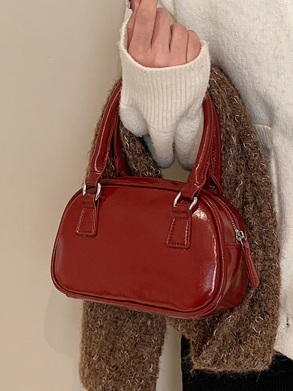 Geometric Solid Color Zipper Crossbody Bags Handbags