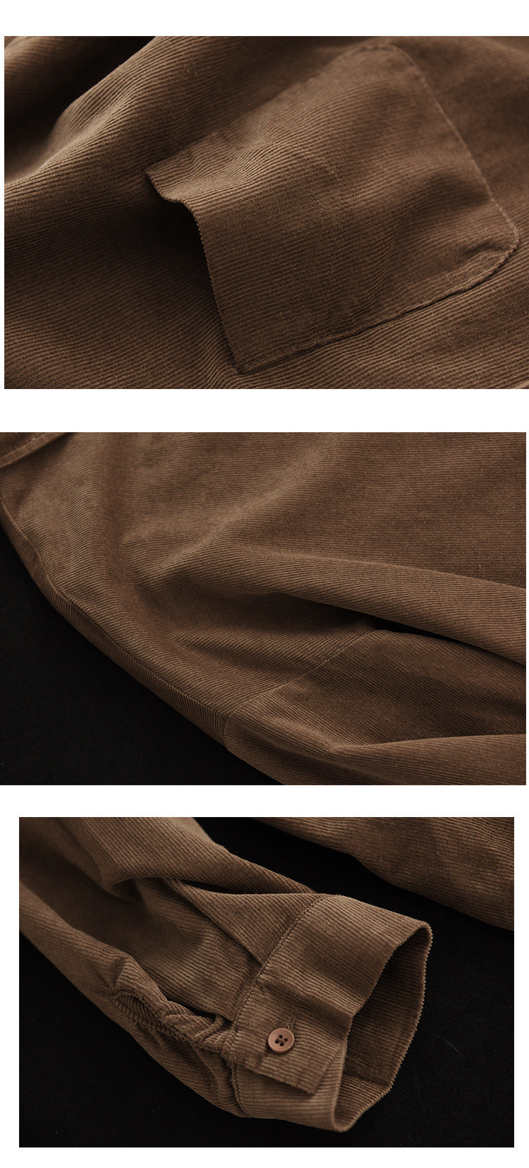 Simple Solid Color Long Sleeve Corduroy Shirt