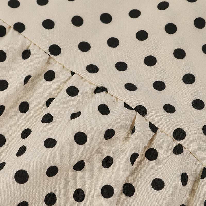 Vintage Polka-Dot Long Sleeve Round Neck Maxi Dress