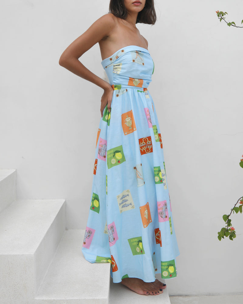 Casual Strapless Print Dress