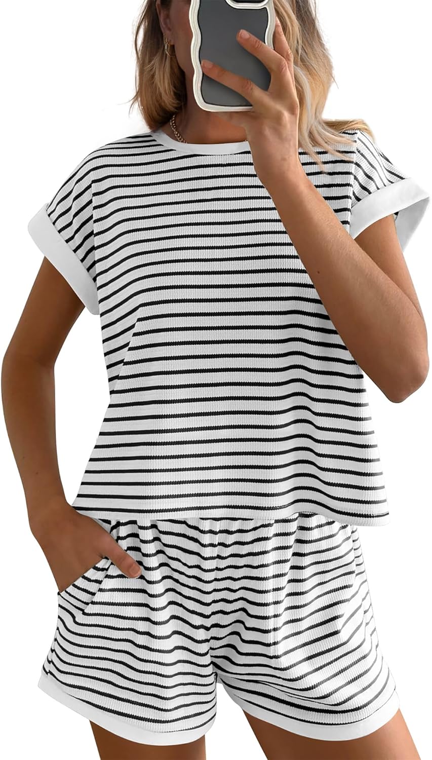 Women's Striped Knit Lounge Sets With Pockets(Buy 2 Free Shipping)