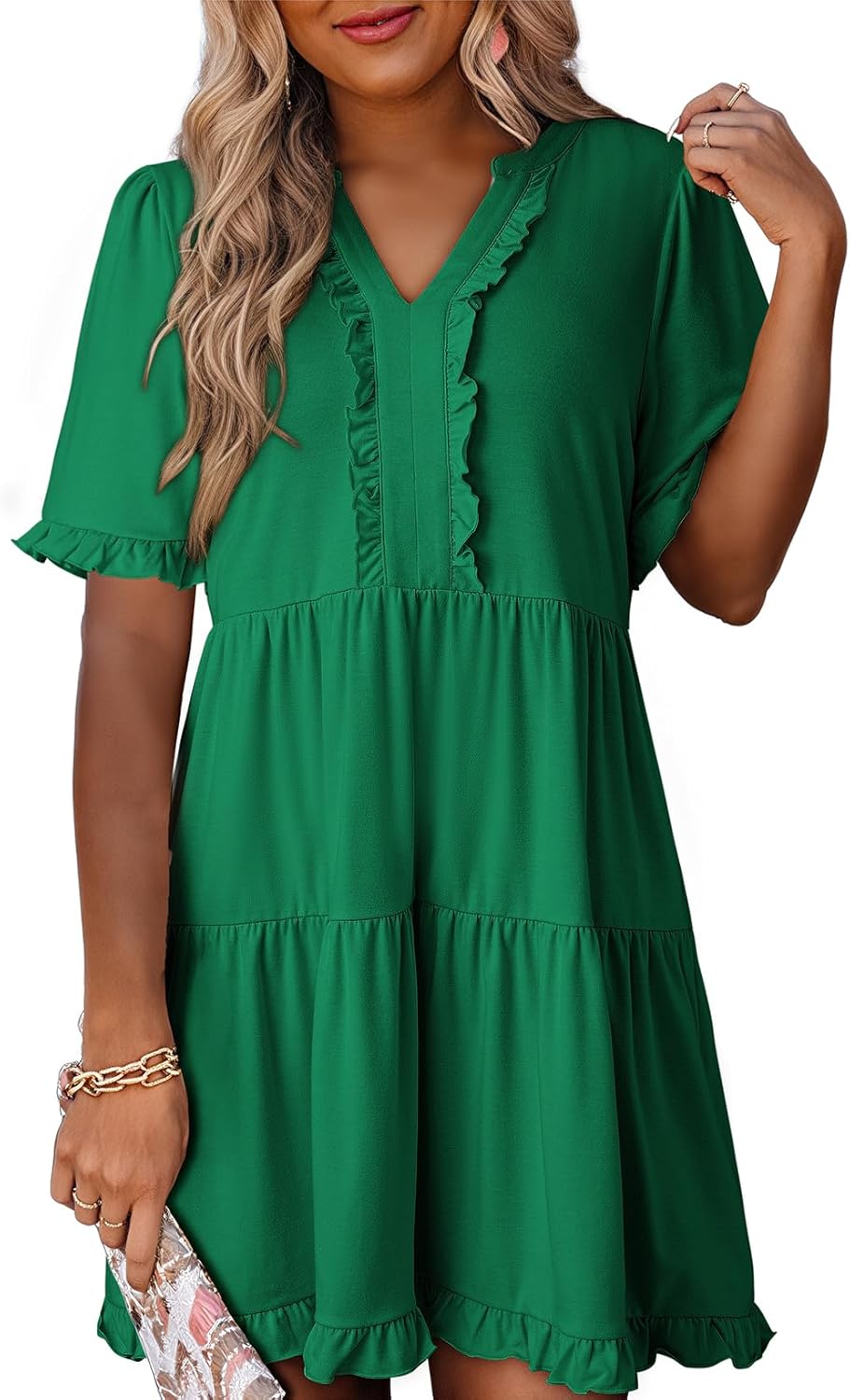 ✨Women's Spring Flowy V Neck Short Sleeve Dresses(Buy 2 Free Shipping)