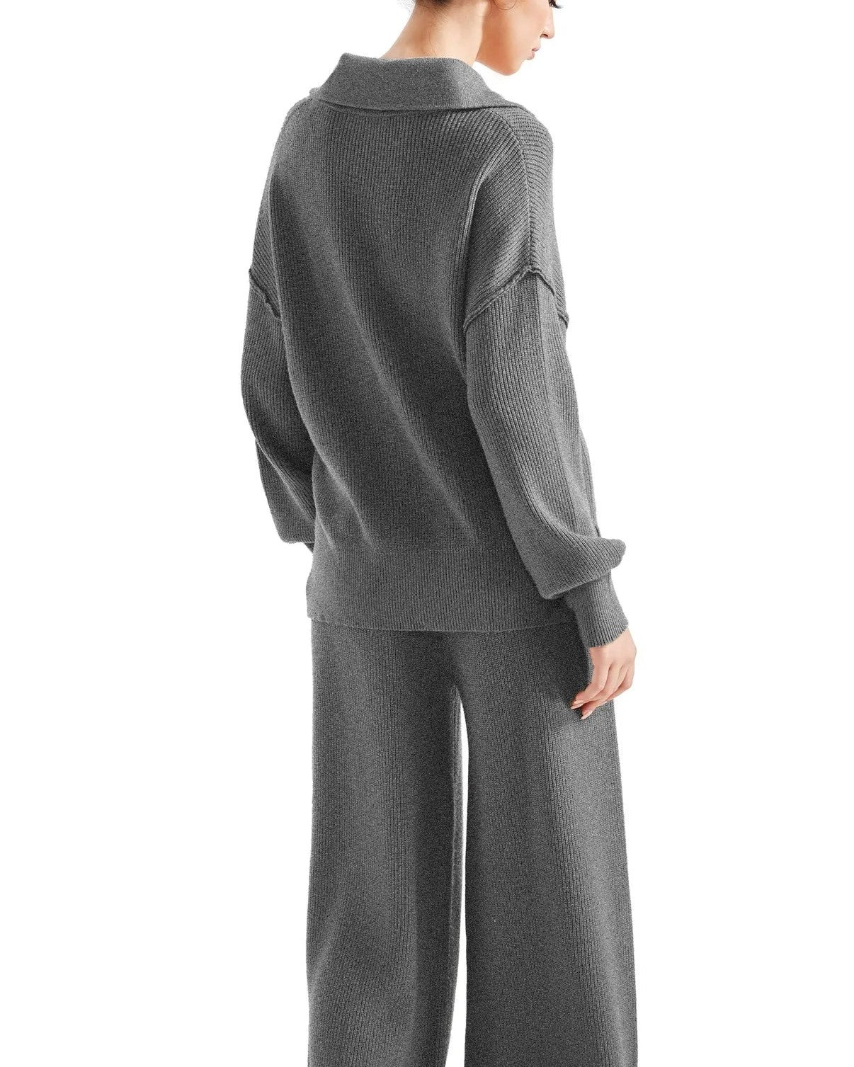 Oversized Half Zip Pullover Wide Leg Pants Two-Piece Set (Buy 2 Free Shipping)