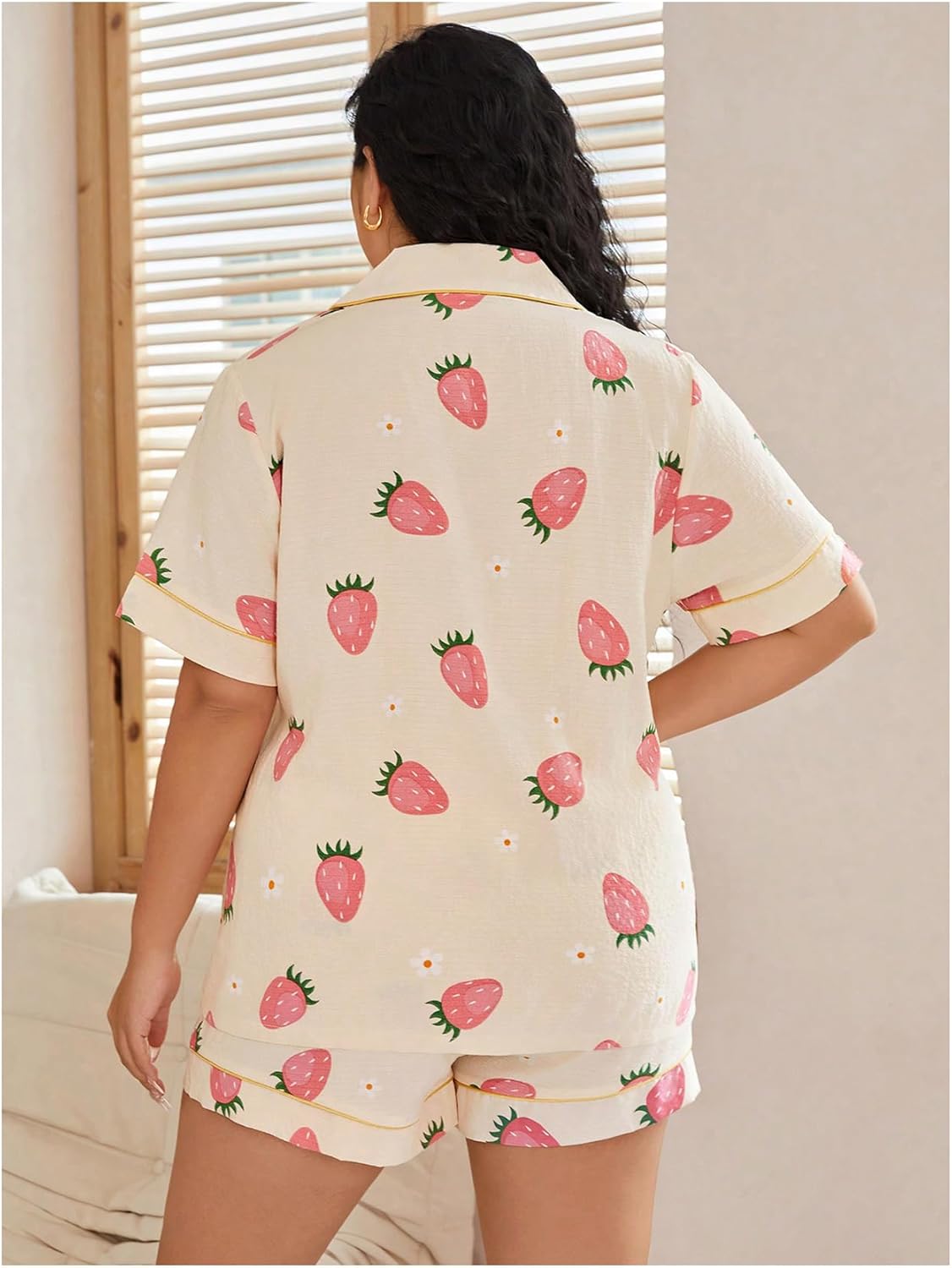 2025 Women's Button-Down Printed Pajamas Short Sleeve Shorts 2-Piece Set (Buy 2 Free Shipping)