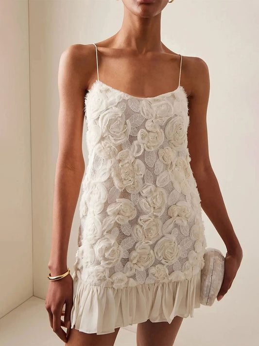 Handmade floral pleated mini dress