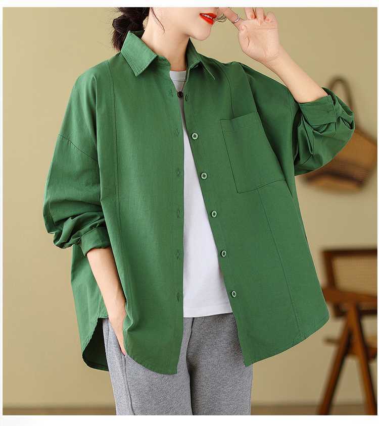 Literary Solid Color Long Sleeve Shirt