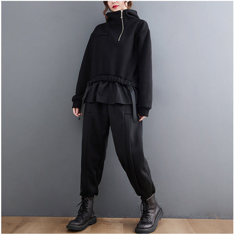 Special Splicing High Collar Sweatshirt