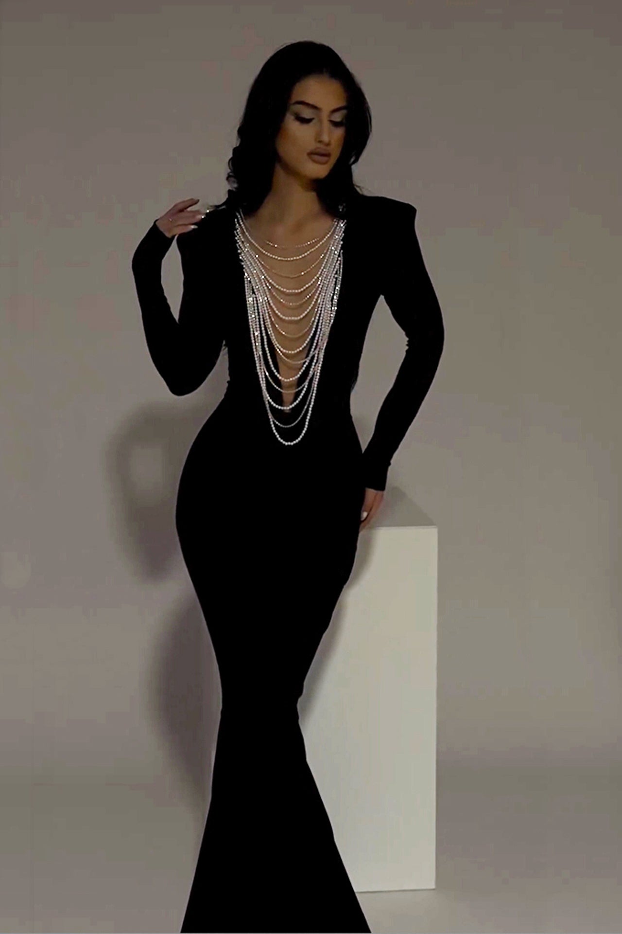 Catalina Long Sleeve Dress In Black