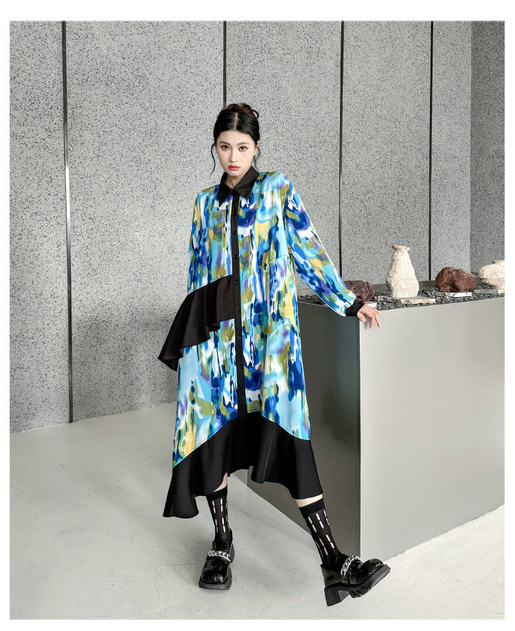 Personalized Printed Splicing Maxi Dress